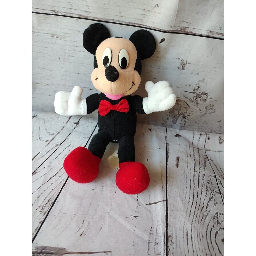 Vintage Mickey Mouse Stuffed Animal Plush With Red Bow Tie9 Inches READ